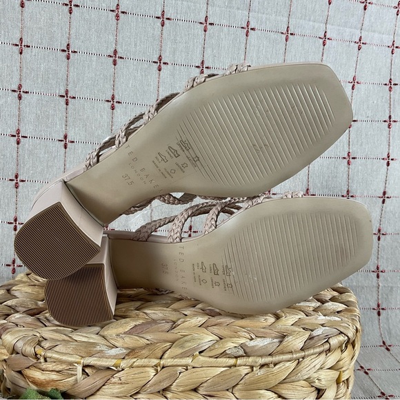TED BAKER London “Emmalii” Strappy Slide Sandal Nude Pink Leather Braided Sz 7 - Picture 6 of 10